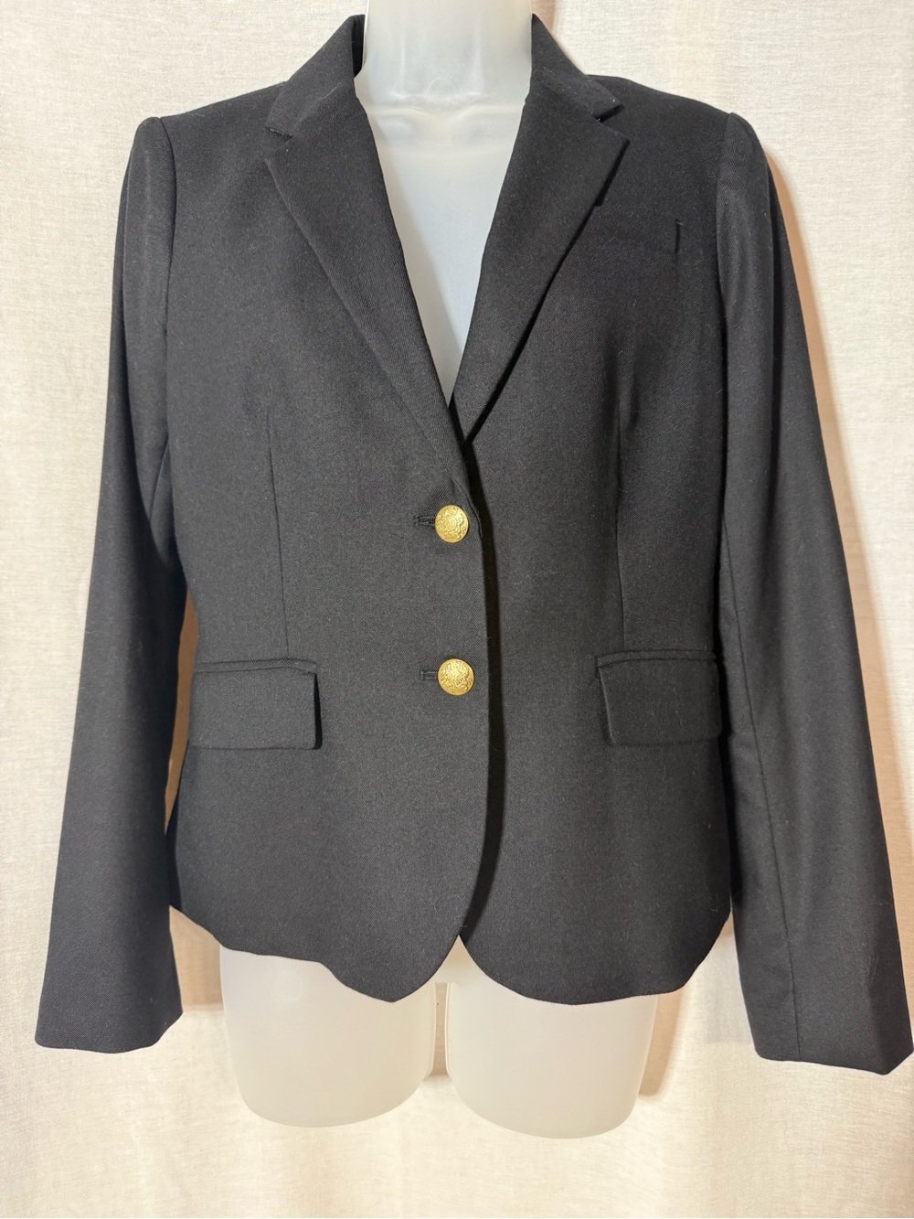 J. Crew Black Blazer with Gold Buttons Size 6